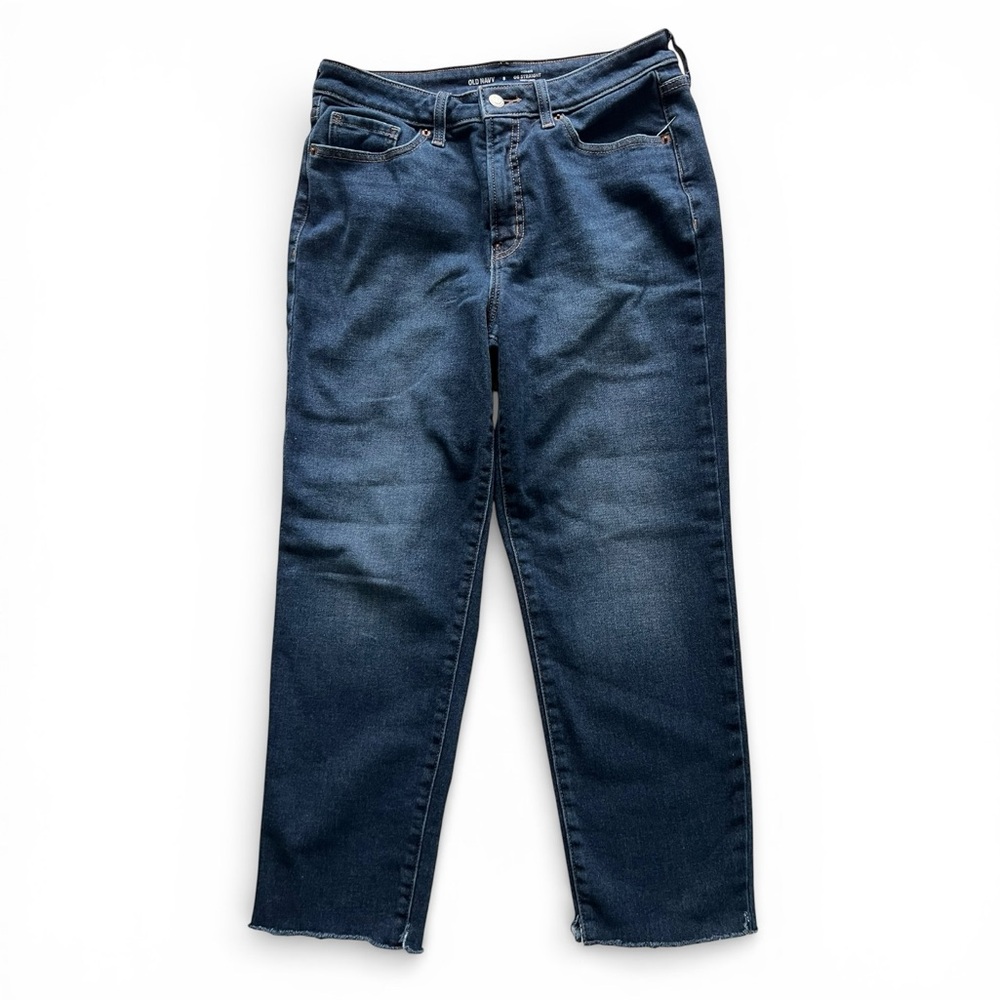 Old Navy Women’s High-Rise OG Cozy-Lined Straight Jeans - Dark Blue - 8
